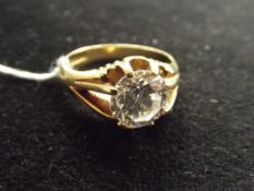 18ct gold ring with very large central white stone