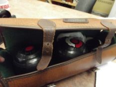 Set of bowling balls in the case
