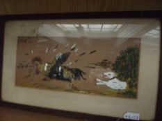 Painting of a chicken and a dog