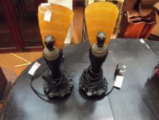 Pair of lights in the form of Egyptian ladies