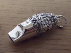 Silver stamped, owl whistle