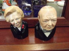 Two Toby Jugs, Churchill and Margaret Thatcher