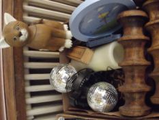Large box of wooden figures and others