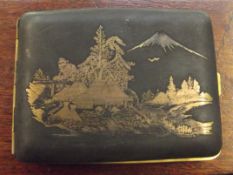 Japanese cigarette case depicting Mount Fuji