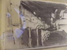 Harold Riley (b. 1936) framed print of charcoal dr