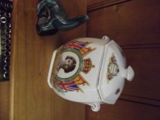 Ringtons 1937 coronation biscuit barrel together w