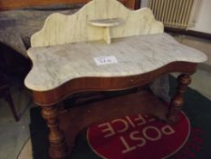 Victorian serpentine front and marble top washstan