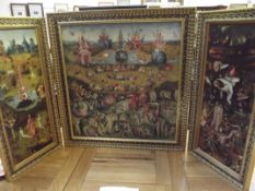 Triptych gilt framed print 'The Garden of Earthly