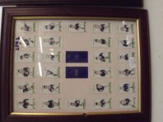 Rugby cigarette cards, framed
