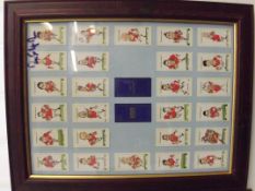 Rugby cigarette cards, framed