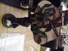 Tiffany style leaded table lamp in the form of a m