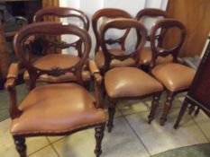 Set of six Victorian style balloon back chairs com