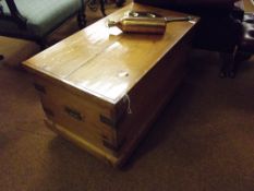 Victorian brass mounted pine bedding box incorpora
