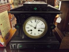 Belgian slate mantel inset with malachite