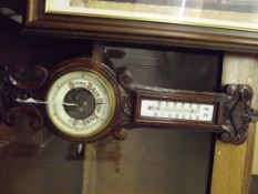 Oak cased banjo wall barometer