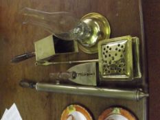 Brass ware to include rose spray and coal shuffle