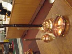 Three copper possers and copper dish