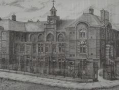 Pencil drawing of Farnworth grammar school