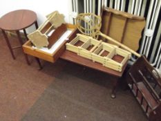 Assorted table, magazine rack and others