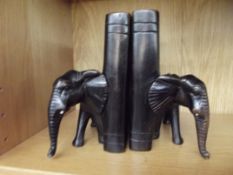 Pair of solid wood elephant bookends