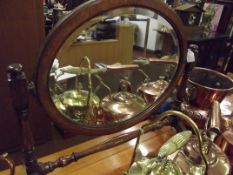 Oak swing toilet mirror on turned supports