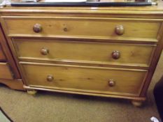 Victorian pine chest of three graduating drawers o