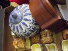 Box to include a clock and large Oriental lidded v