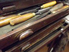 Vintage tool chest containing vintage tools