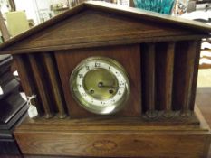 Oak cased Palladium mantel clock