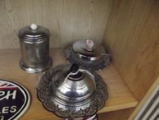 Three silver plated items