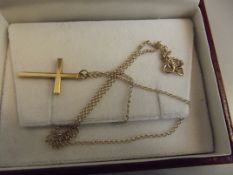 9 ct gold chain and cross