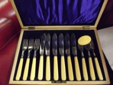 Cased set of flatware