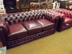 Chesterfield deep buttoned ox blood leather three