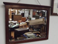 Edwardian oak framed wall mirror