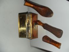 Vintage CWS tin with flatware and further treen it