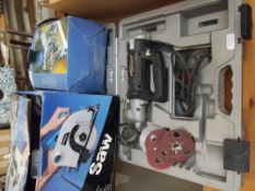 Electric router, circular saw and angle grinder