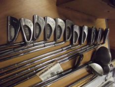 Eleven Ping golf clubs together with three Callawa