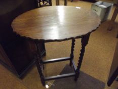 Oak side table with pie crust top and barley twist