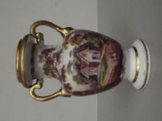 Hand painted French two handled small vase