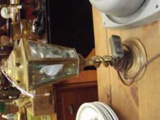 Brass table lamp in the form of street lamp