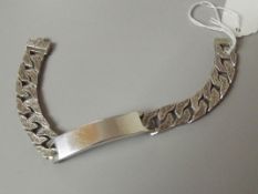 Silver hallmarked identity bracelet, 64 grams