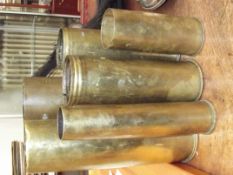 6 first and second world war brass shell cases