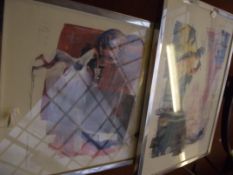 Pair of abstract sporting prints