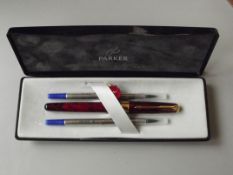 Cased Parker pen set