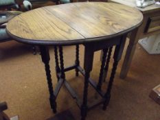 Oak drop leaf gate leg side table on barley twist