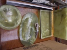 Two onyx trays/desk tidies together with an onyx c