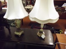 Two onyx table lamps