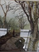 Framed watercolour Dunscar Lane by Susan Birtwistl