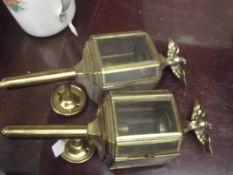 Two brass carriage lamps