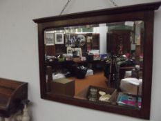 Edwardian oak framed wall mirror